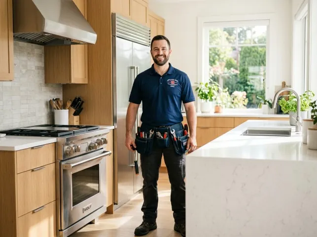 Appliance Repair Hero technician in a Auburn, CA kitchen after an appliance repair